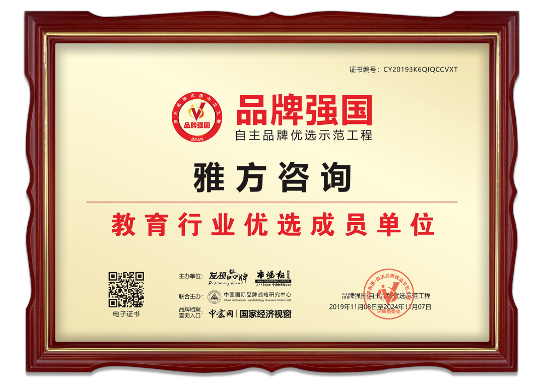 雅方咨询连续五年入选【品牌强国】